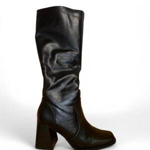 Black Leather Knee-High Boots